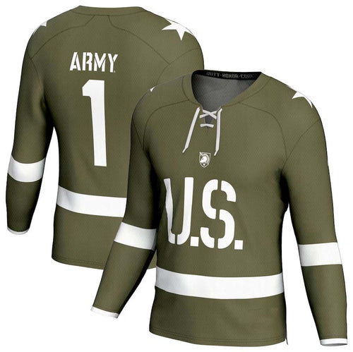 Custom #1 Olive ARMY Hockey Shirt Top