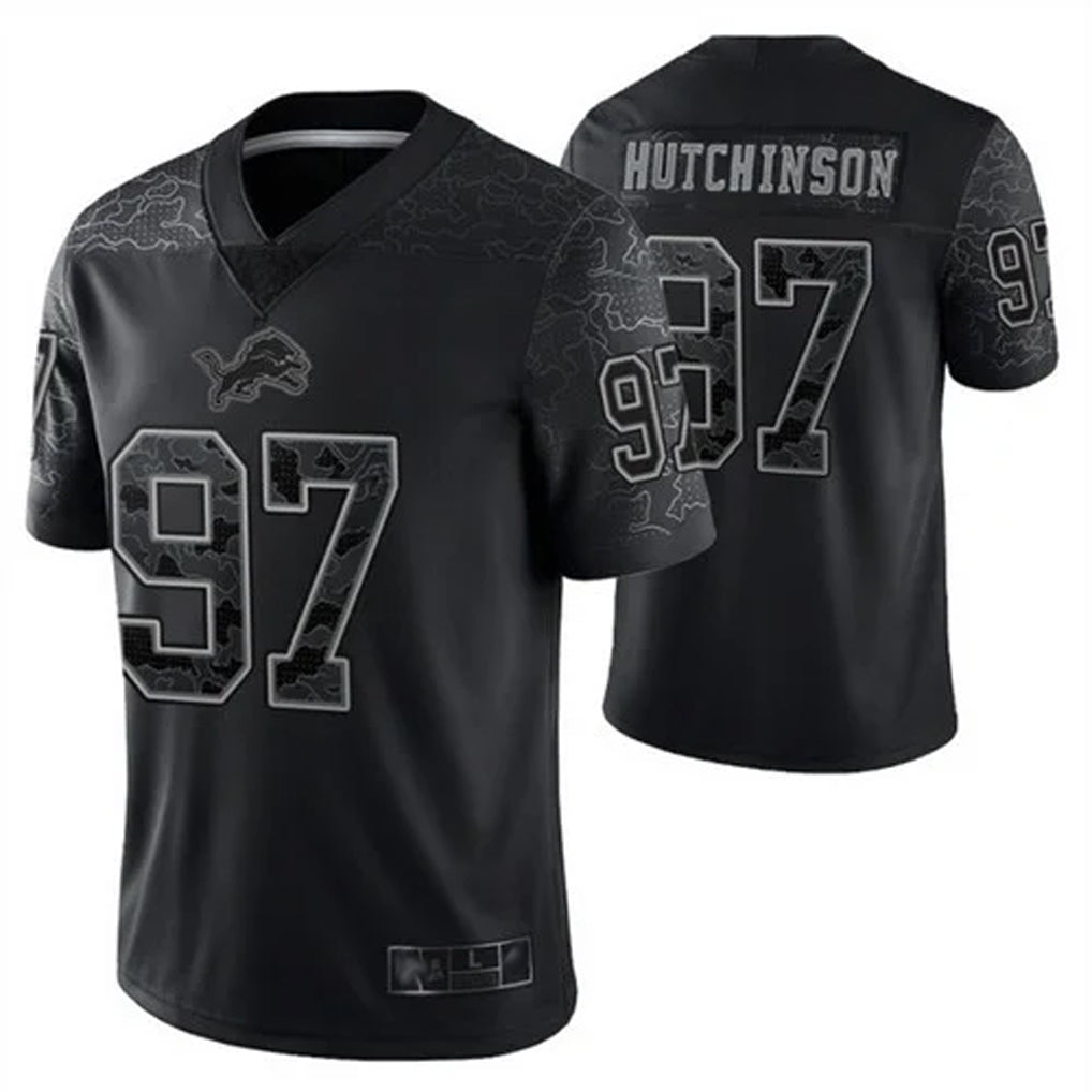 Custom #97 Black DET Football Shirt Top