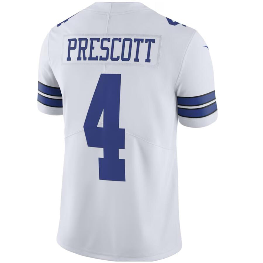Custom #4 White DAL Football Shirt Top