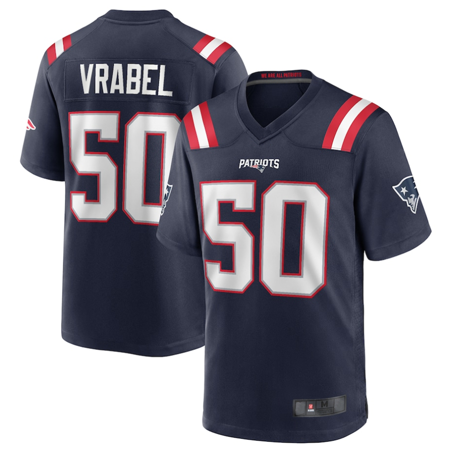 Custom #50 Navy NE Football Shirt Top