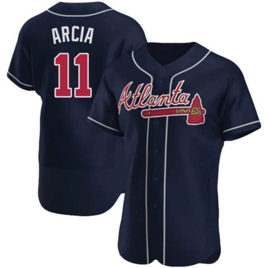 Custom #11 Navy ATL Baseball Shirt Top