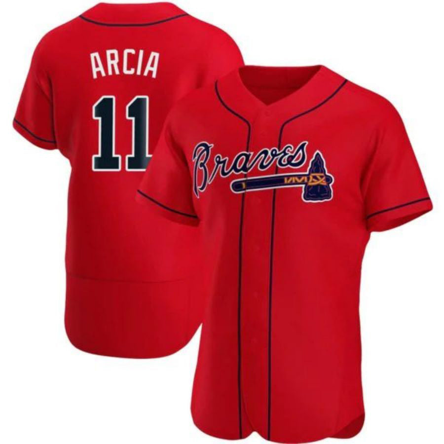 Custom #11 Red ATL Baseball Shirt Top