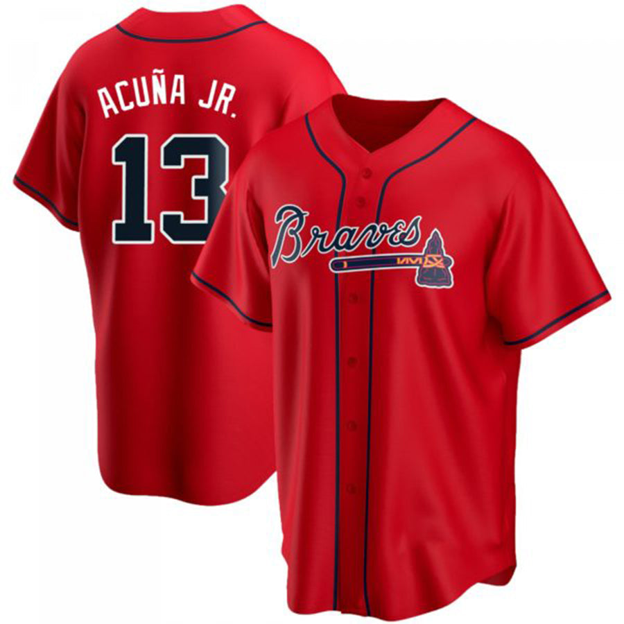 Custom #13 Red ATL Baseball Shirt Top
