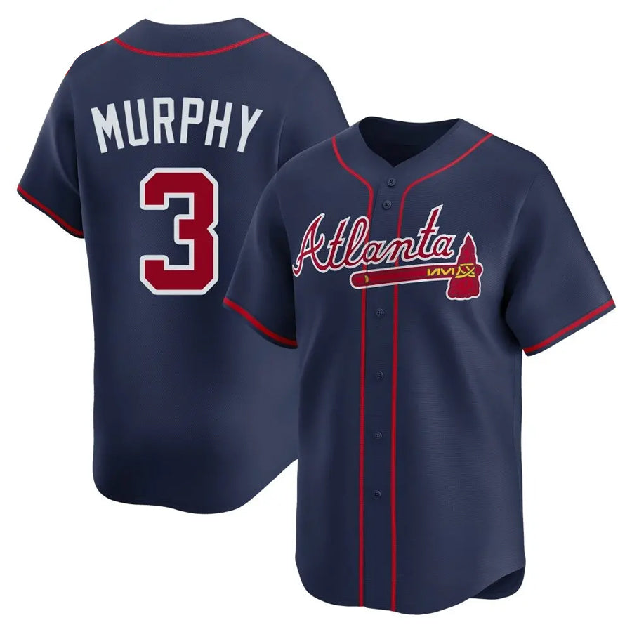 Custom #3 Navy ATL Baseball Shirt Top