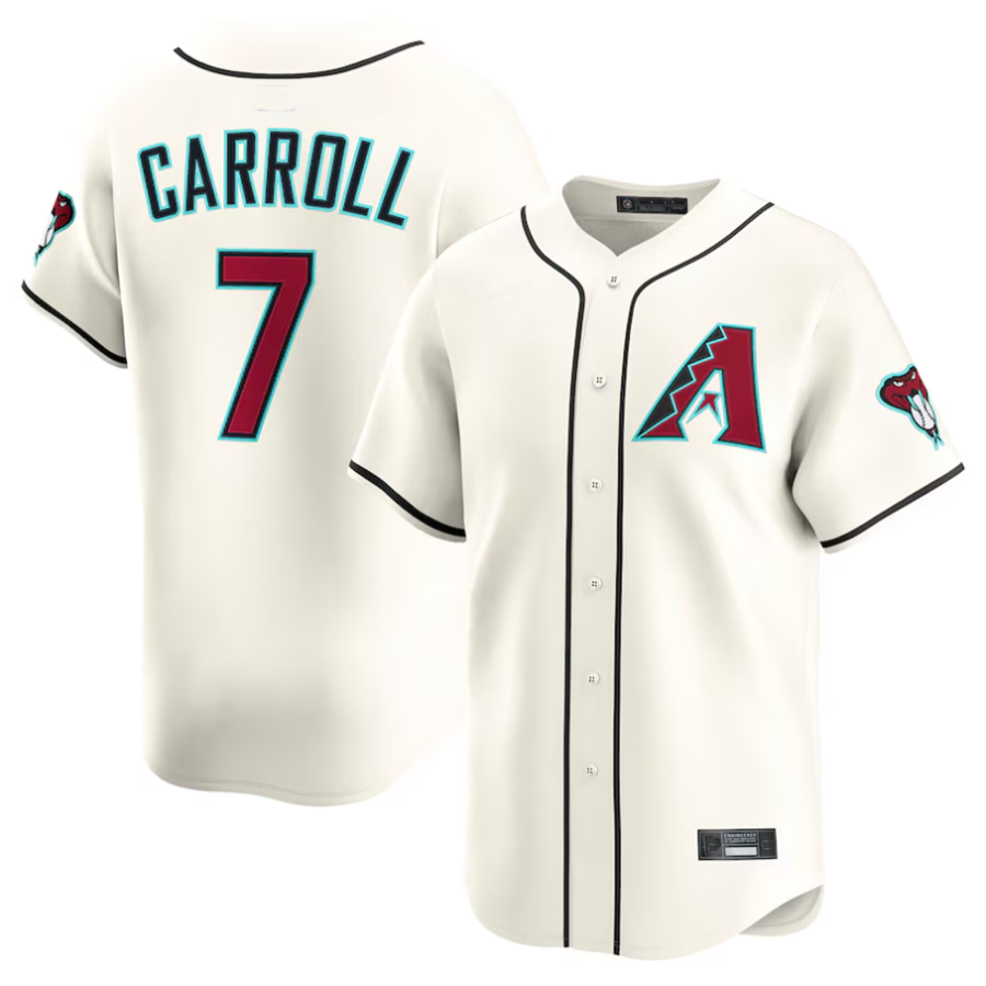 Custom #7 Cream ARI Baseball Shirt Top
