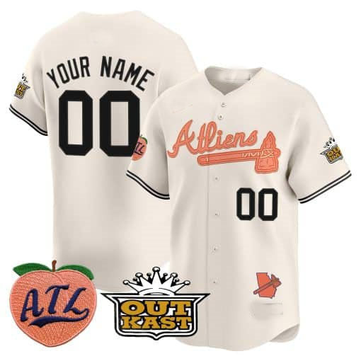 Custom A.Braves Atliens & Peach Vapor Premier Limited Jersey篓C Stitched Baseball Jersey