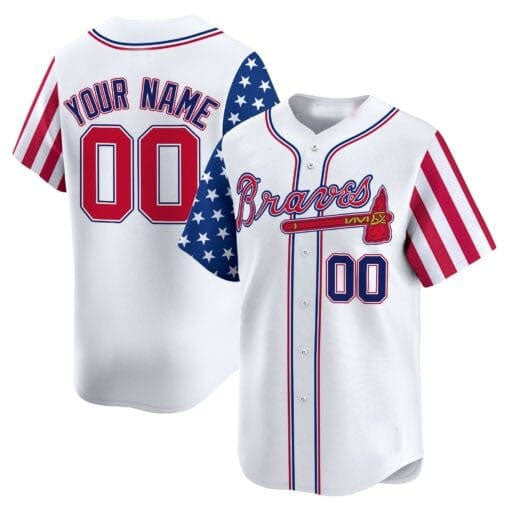 Custom A.Braves White Independence Day Vapor Premier Limited 篓C All Stitched Baseball Jerseys