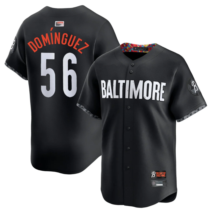 Custom #56 Black City Connect BAL Baseball Shirt Top