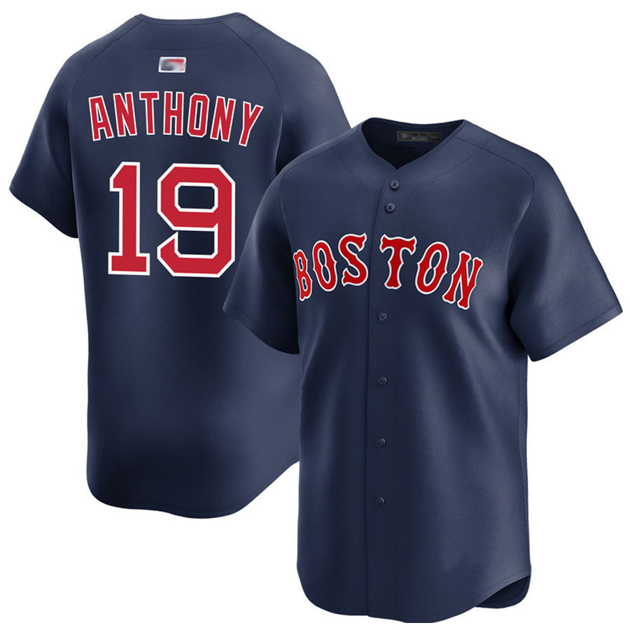 Custom #19 Navy BOS Baseball Shirt Top