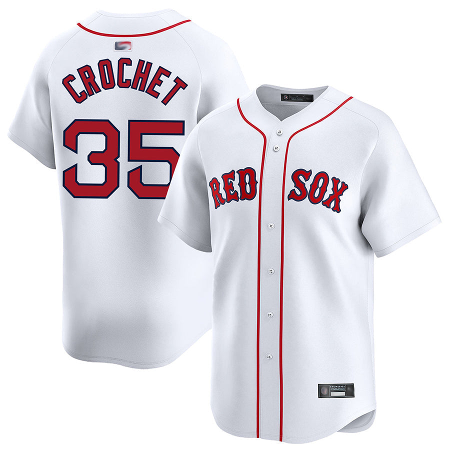 Custom #35 White BOS Baseball Shirt Top