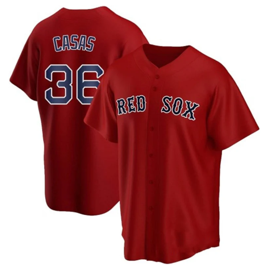 Custom #36 Red BOS Baseball Shirt Top