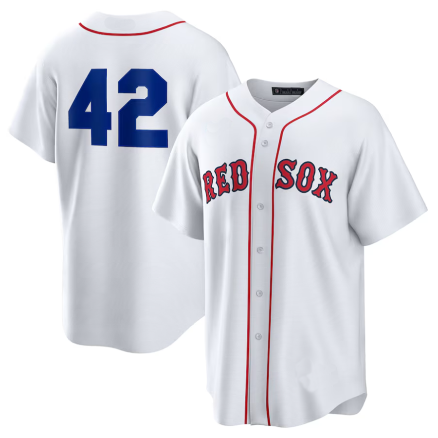 Custom #42 White 2025 Jackie Robinson Day BOS Baseball Shirt Top