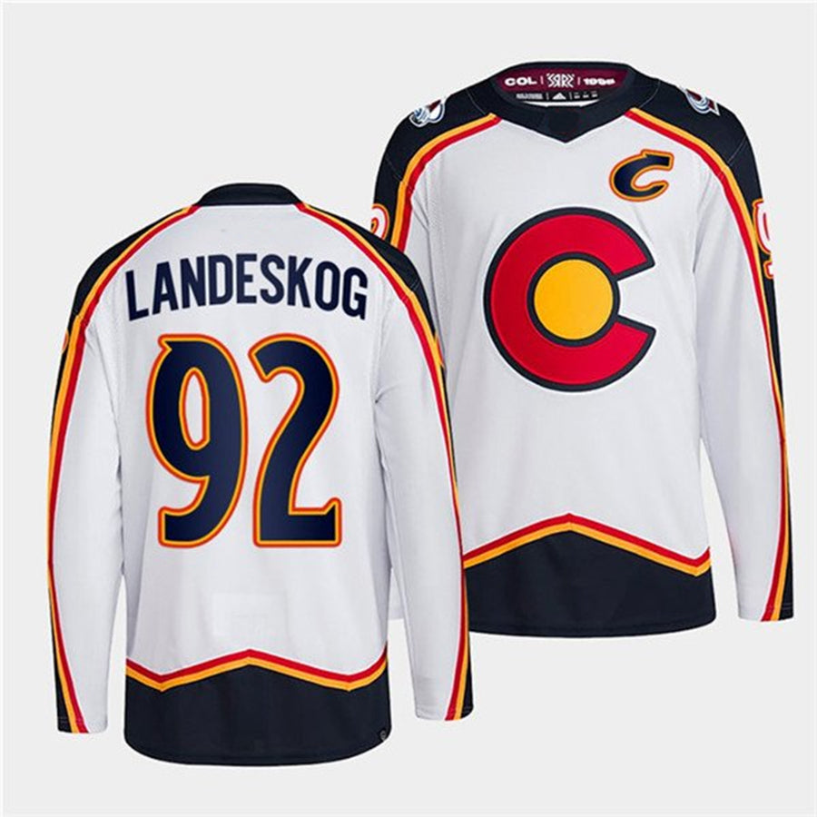 Custom #92 White Retro COL Hockey Shirt Top