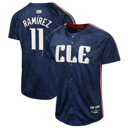 Custom #11 Navy City Connect CLE Baseball Shirt Top