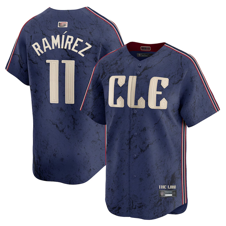 Custom #11 Navy City Connect CLE Baseball Shirt Top