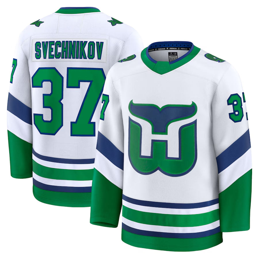 Custom #37 White Throwback CAR Hockey Shirt Top