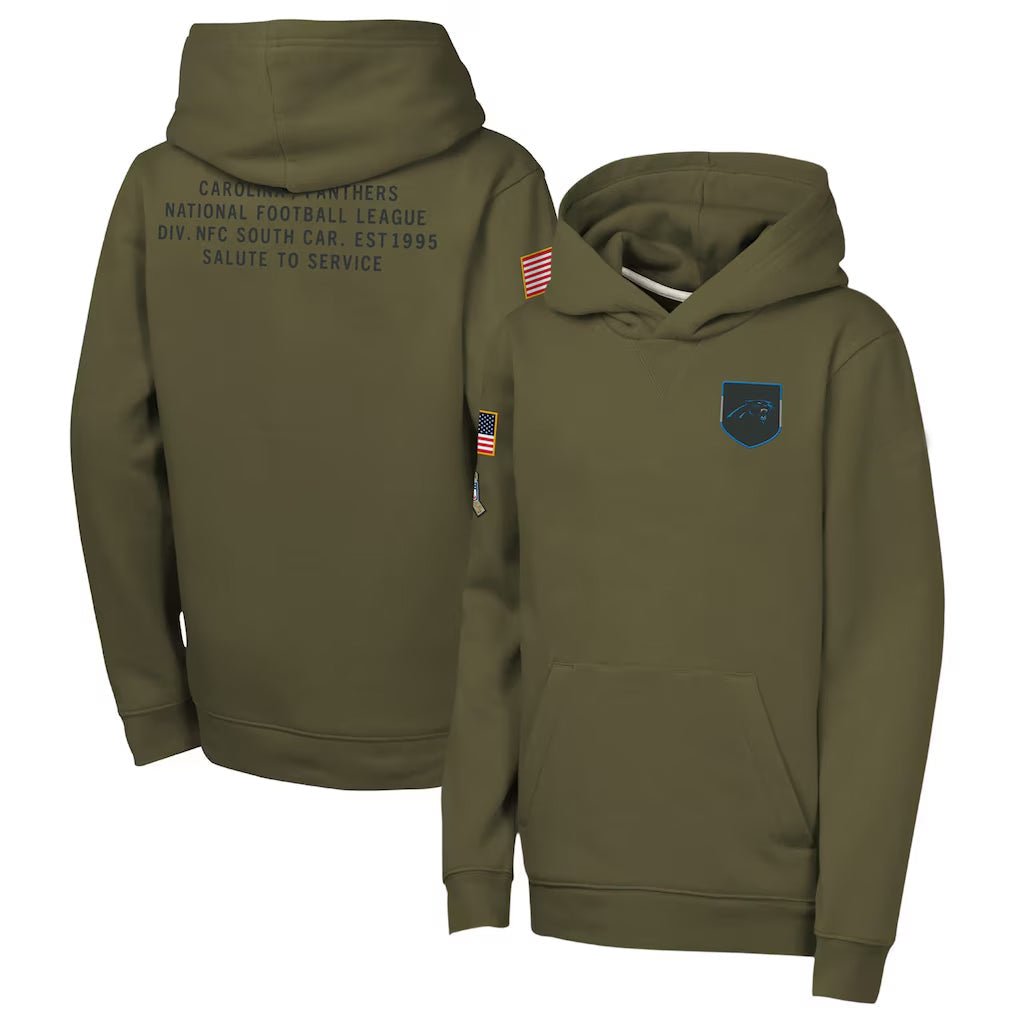 C.Panthers Player Olive Salute to Service Club Fleece Hoodie Football Jerseys