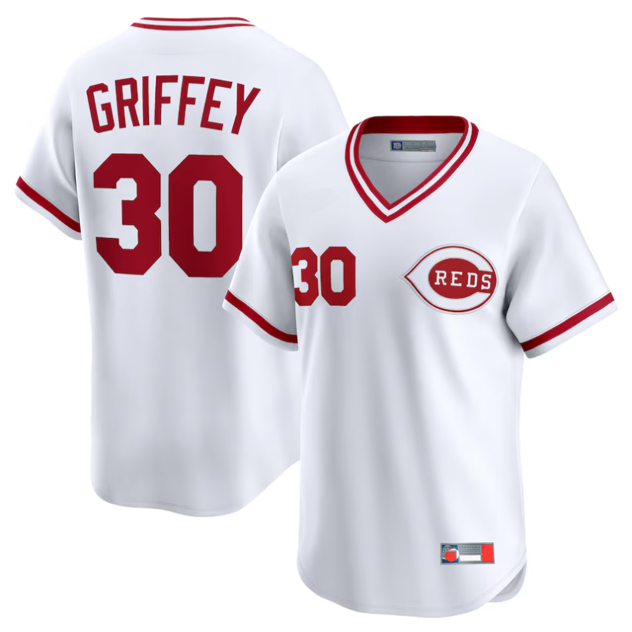 Custom #30 White Throwback CIN Baseball Shirt Top