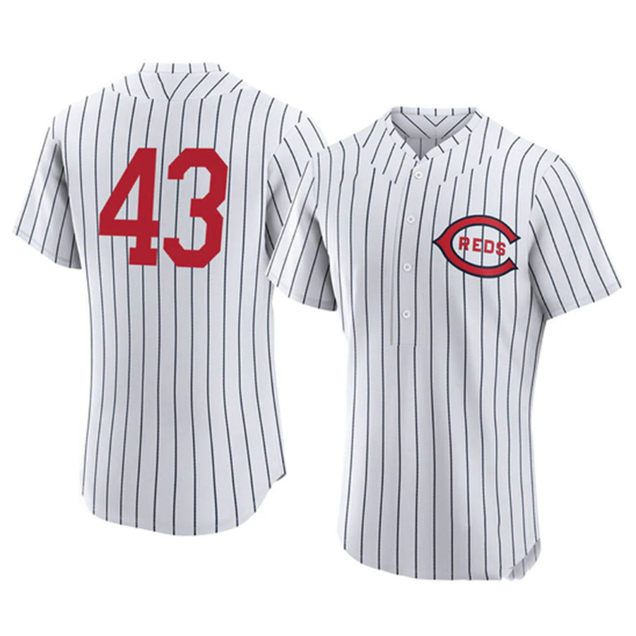 Custom #43 White CIN Baseball Shirt Top