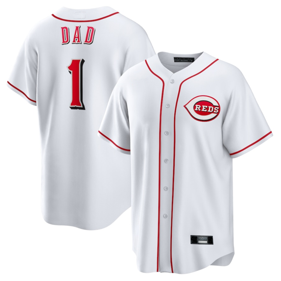 Custom #1 White CIN Baseball Shirt Top