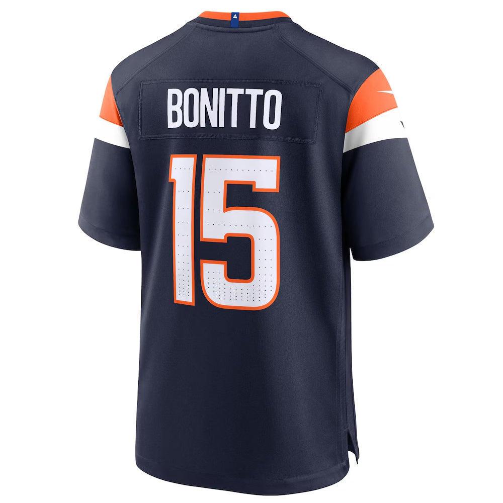 Custom #15 Navy DEN Football Shirt Top