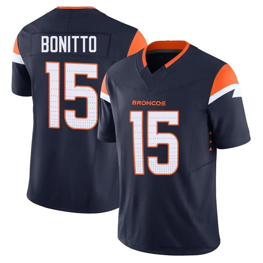 Custom #15 Navy DEN Football Shirt Top
