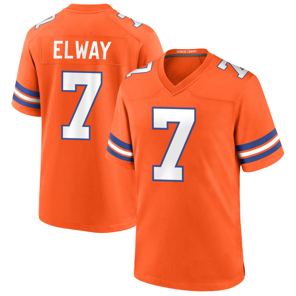 Custom #7 Orange Throwback DEN Football Shirt Top