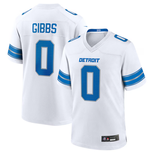 Custom #0 White DET Football Shirt Top
