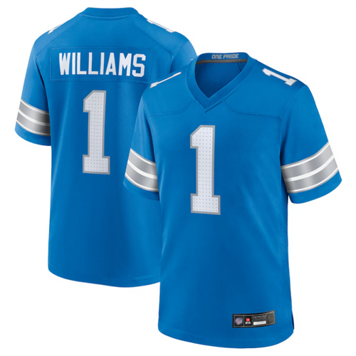 Custom #1 Blue DET Football Shirt Top