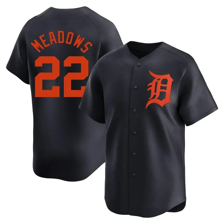 D.Tigers #22 Parker Meadows Player Navy Limited Alternate Baseball Jerseys