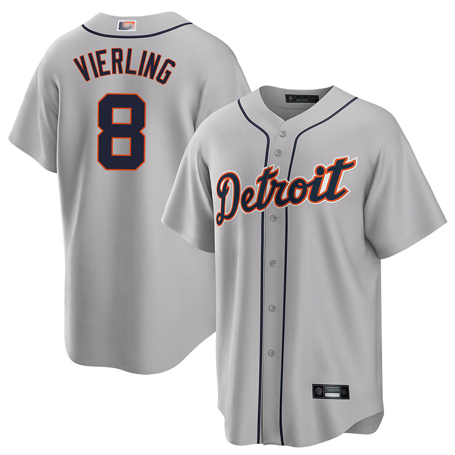 Custom #8 Gray DET Baseball Shirt Top