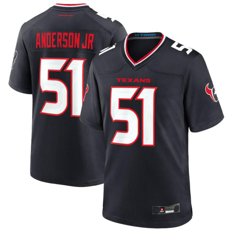 Custom #51 Navy HOU Football Shirt Top
