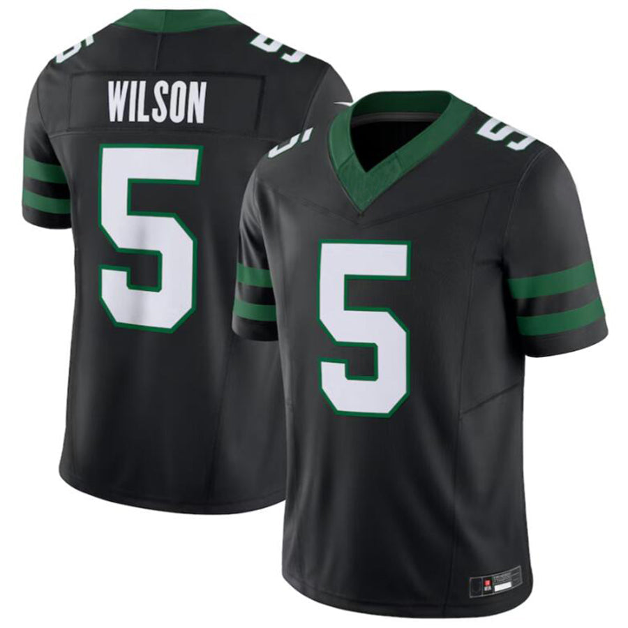 Custom #5 Black NYJ Football Shirt Top