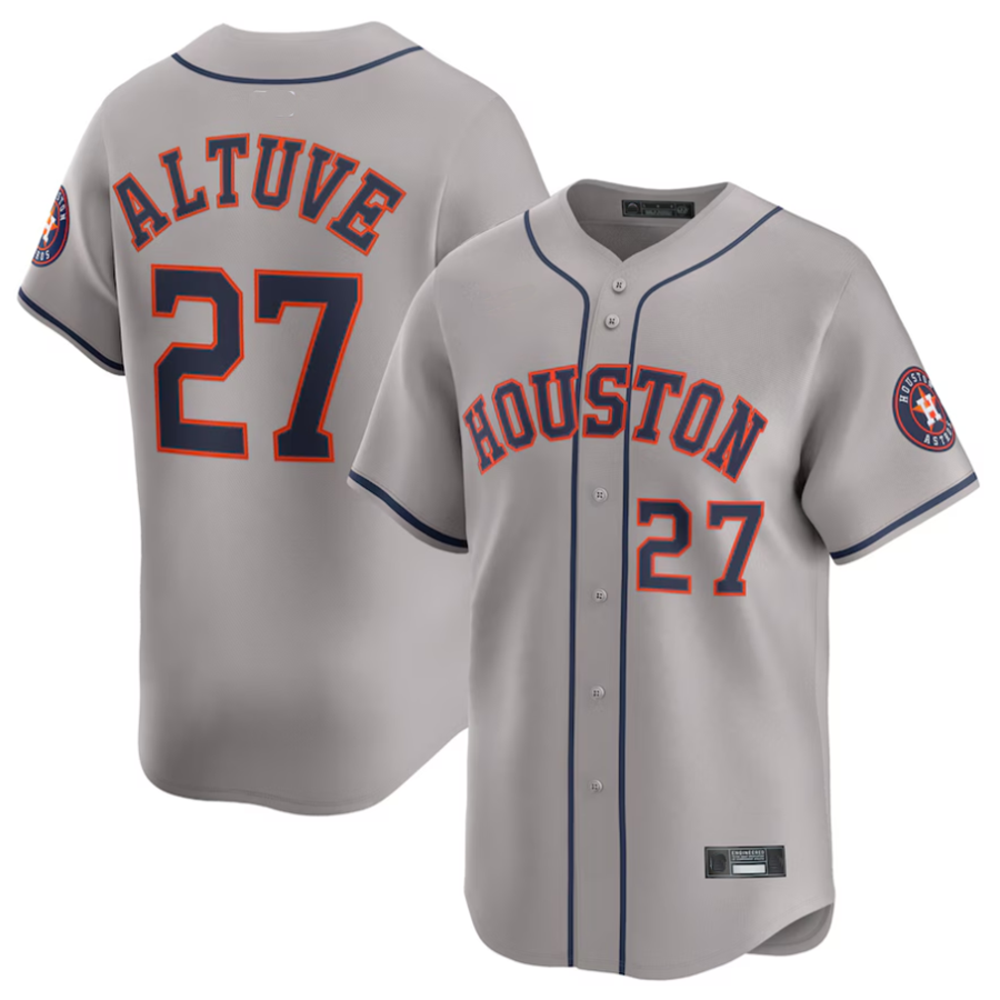 Custom #27 Gray HOU Baseball Shirt Top