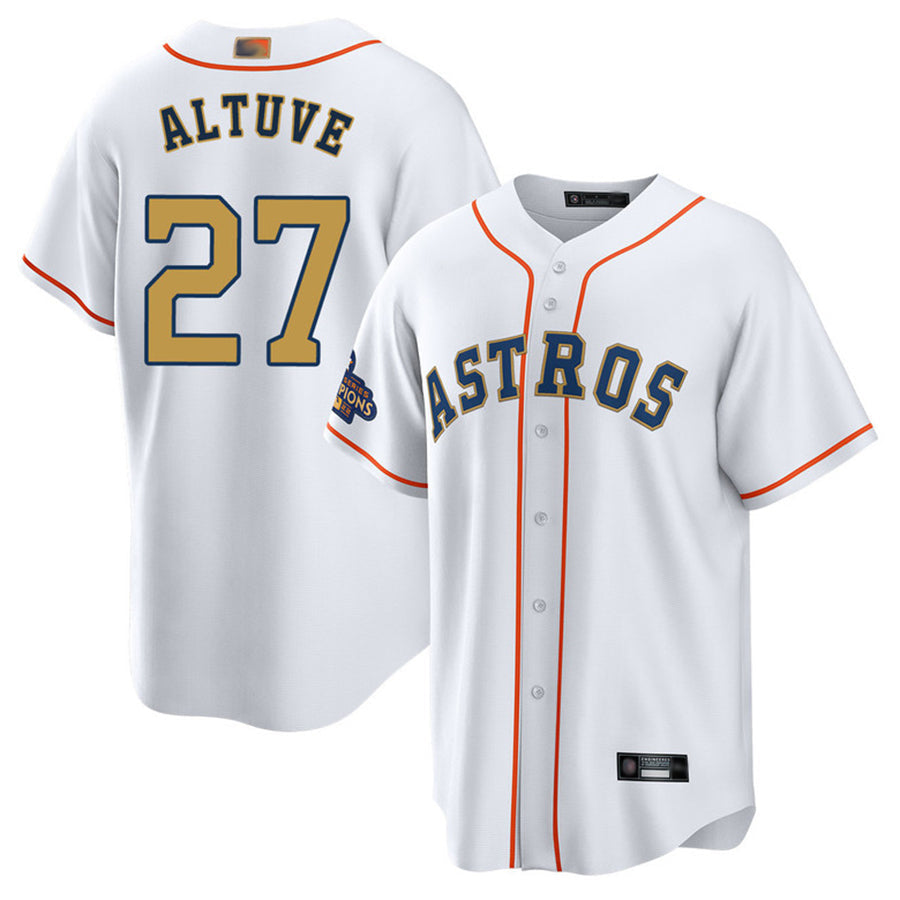 Custom #27 Gold HOU Baseball Shirt Top