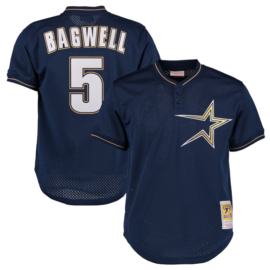 Custom #5 Navy 1997 HOU Baseball Shirt Top