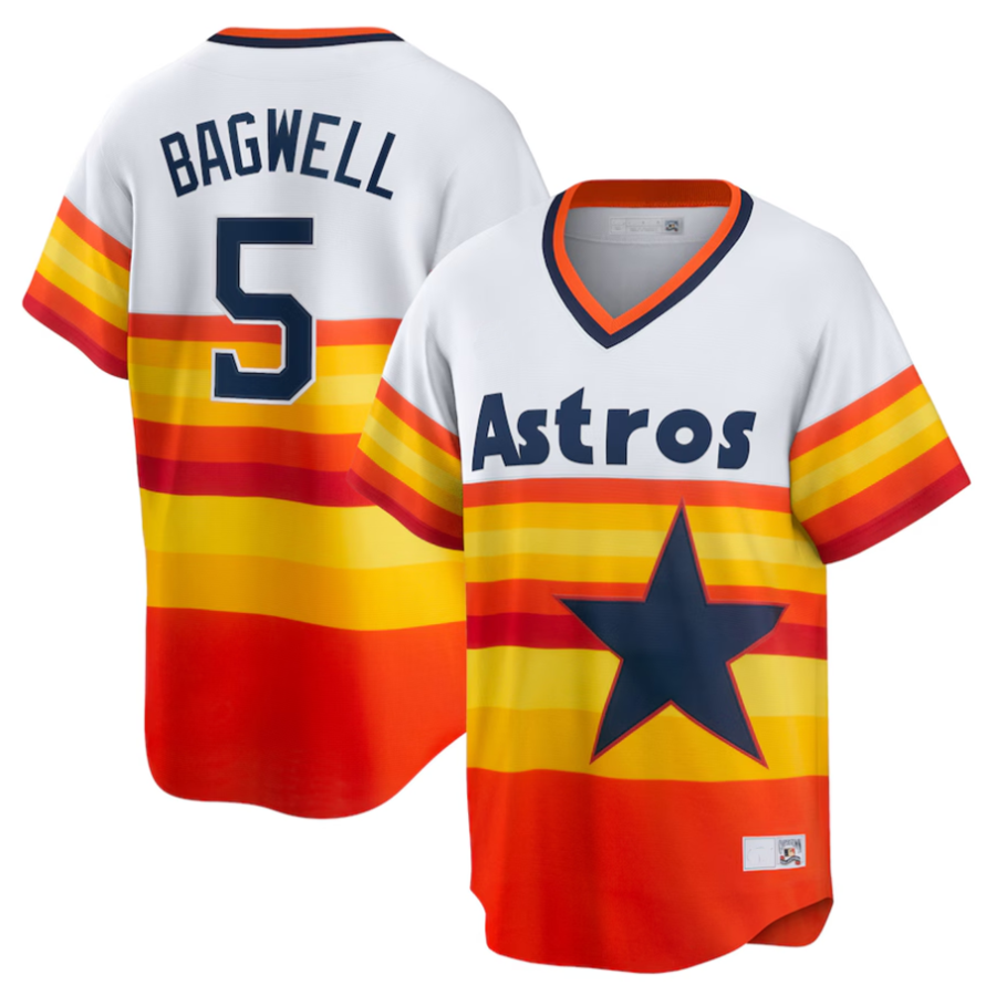 Custom #5 White HOU Baseball Shirt Top