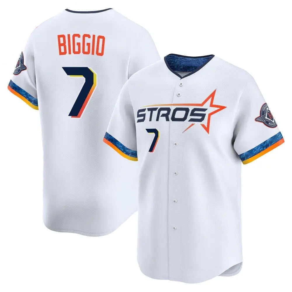 Custom #7 White City Connect HOU Baseball Shirt Top
