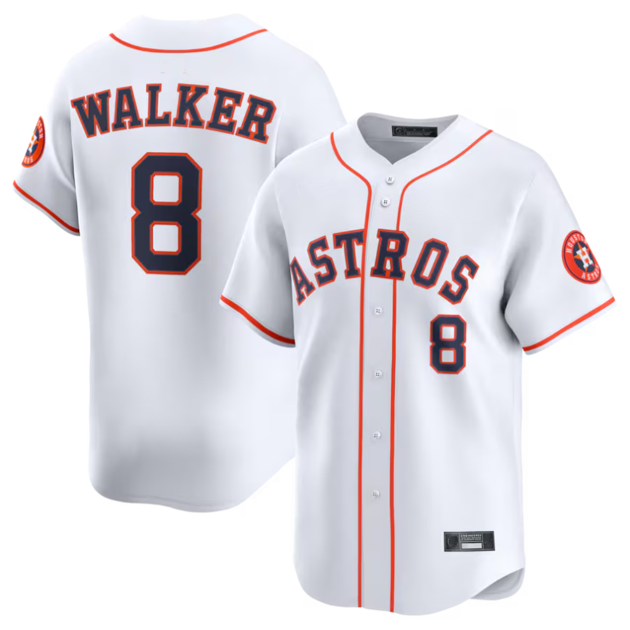 Custom #8 White HOU Baseball Shirt Top