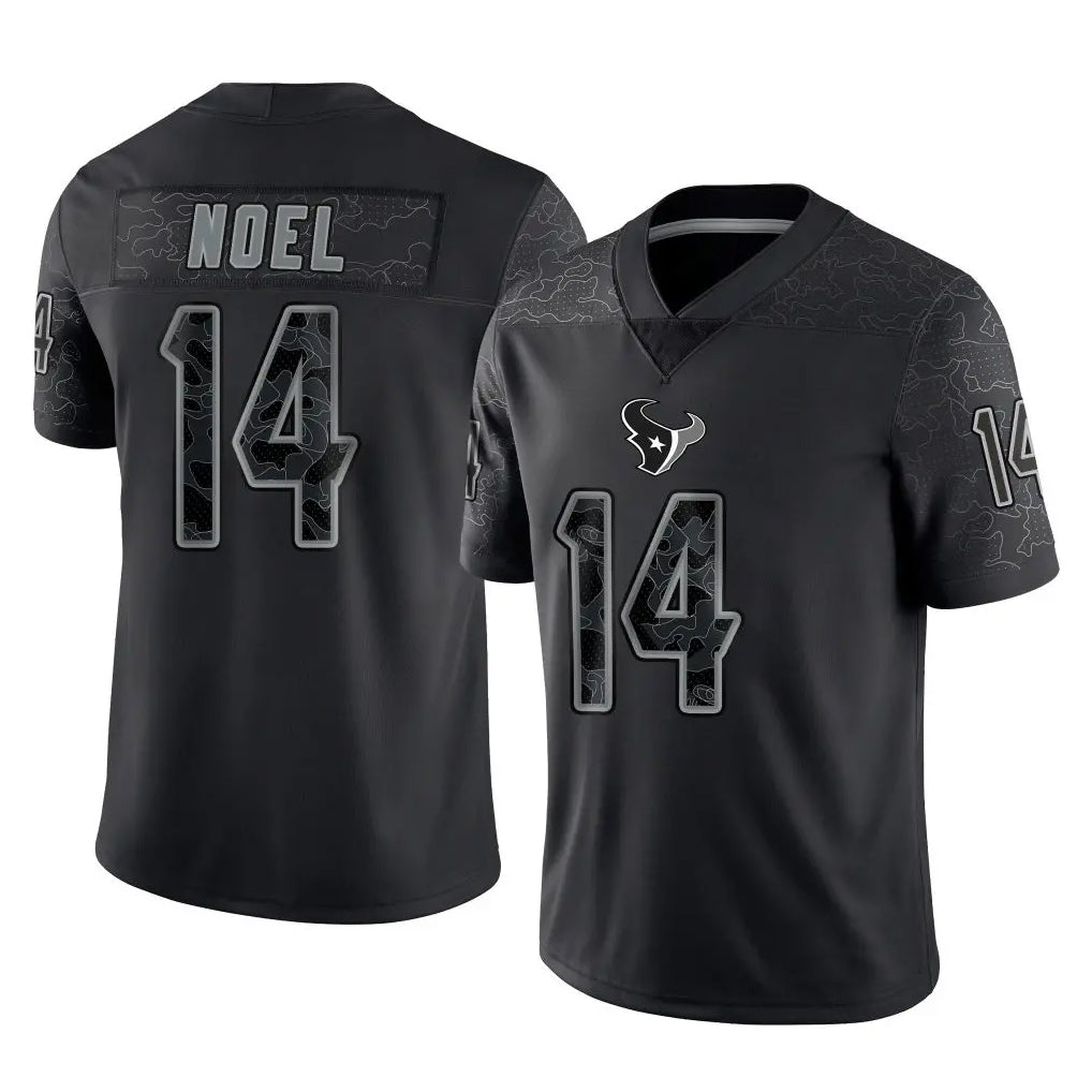Custom #14 Black HOU Football Shirt Top