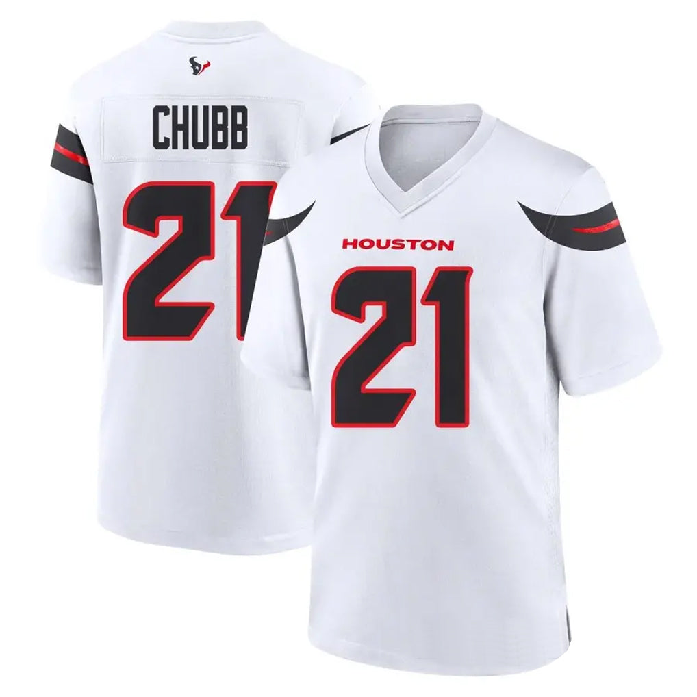 Custom #21 White HOU Football Shirt Top