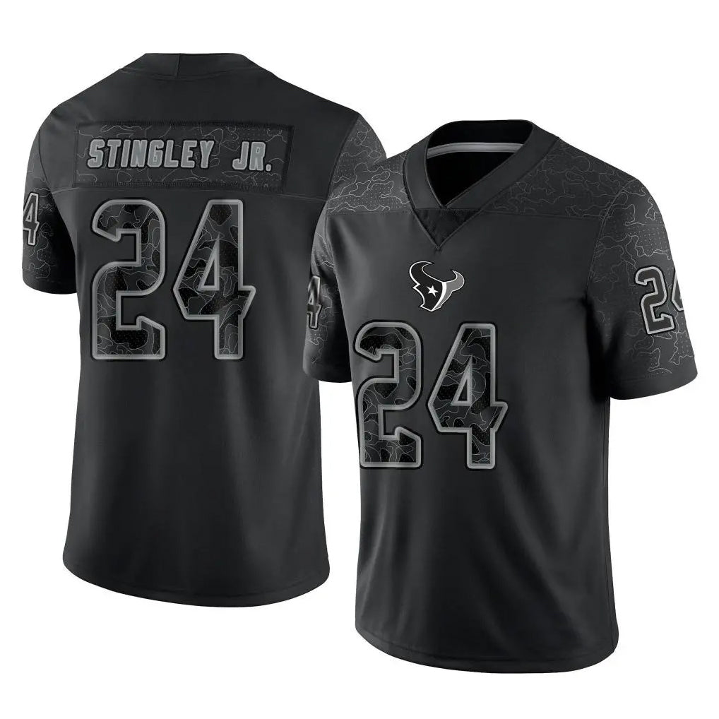 Custom #24 Black HOU Football Shirt Top
