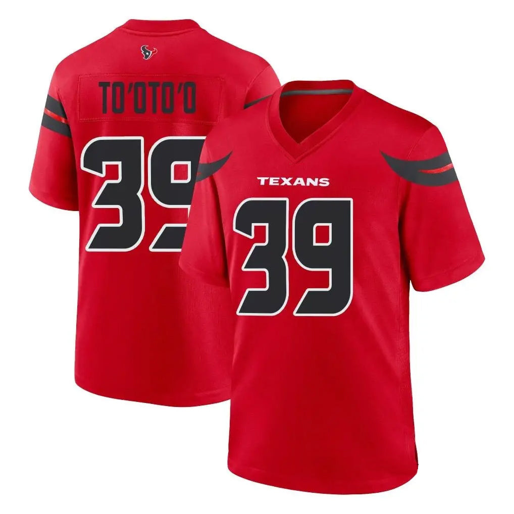 Custom #39 Red HOU Football Shirt Top