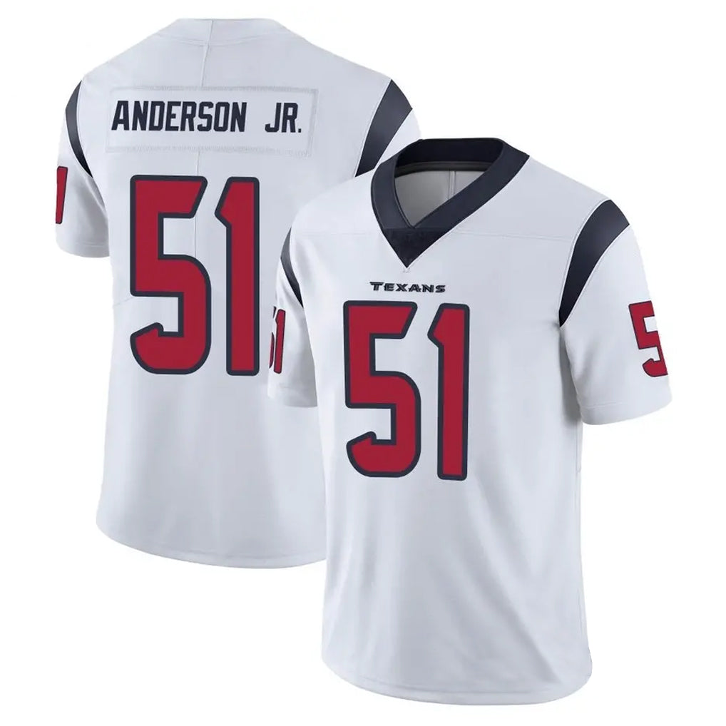 Custom #51 White HOU Football Shirt Top
