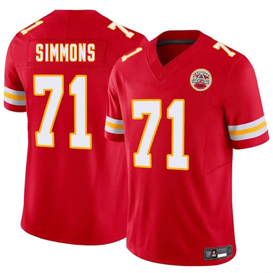 Custom #71 Red KC Football Shirt Top
