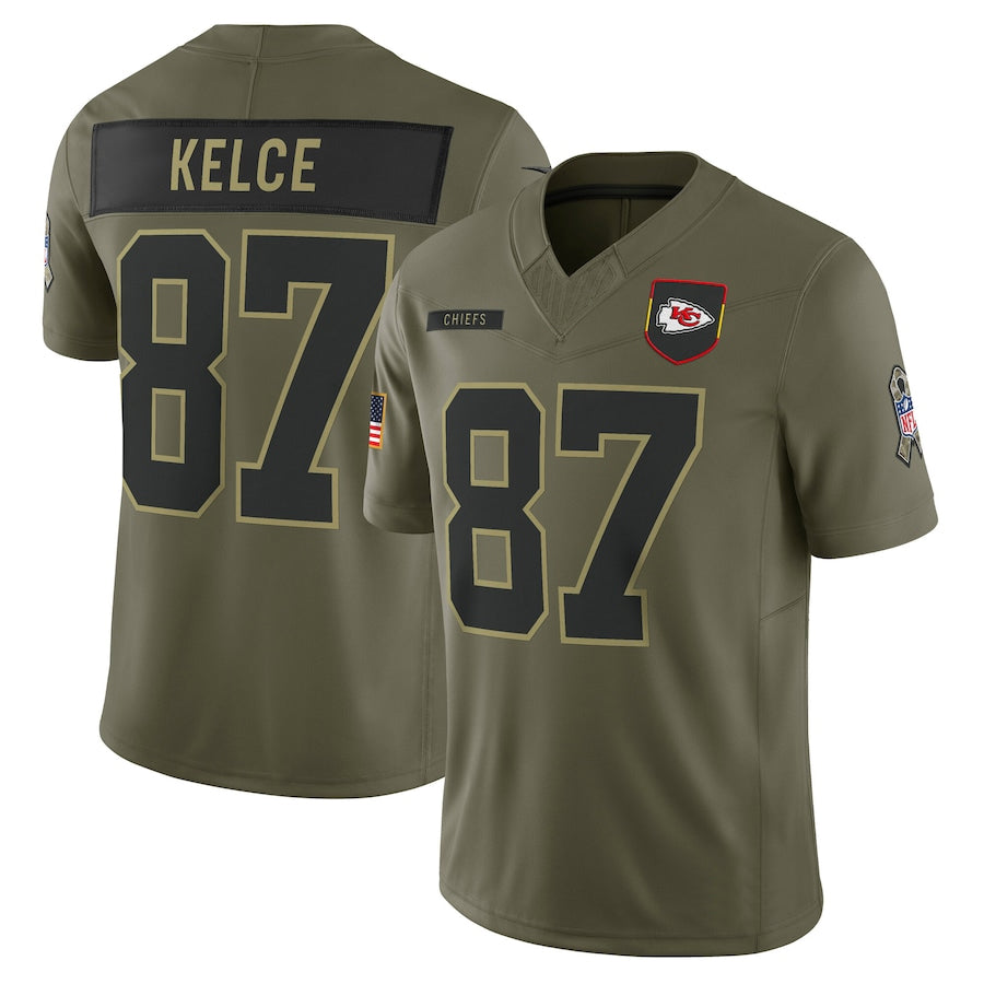 Custom #87 Olive KC Football Shirt Top