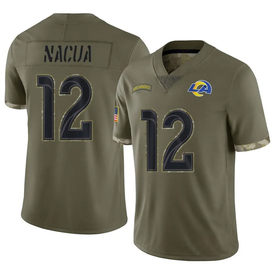 LA.Rams #12 Puka Nacua Player Salute To Service Olive Football Jerseys