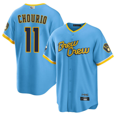 Custom #11 Powder Blue City Connect MIL Baseball Shirt Top