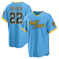 Custom #22 Powder Blue City Connect MIL Baseball Shirt Top