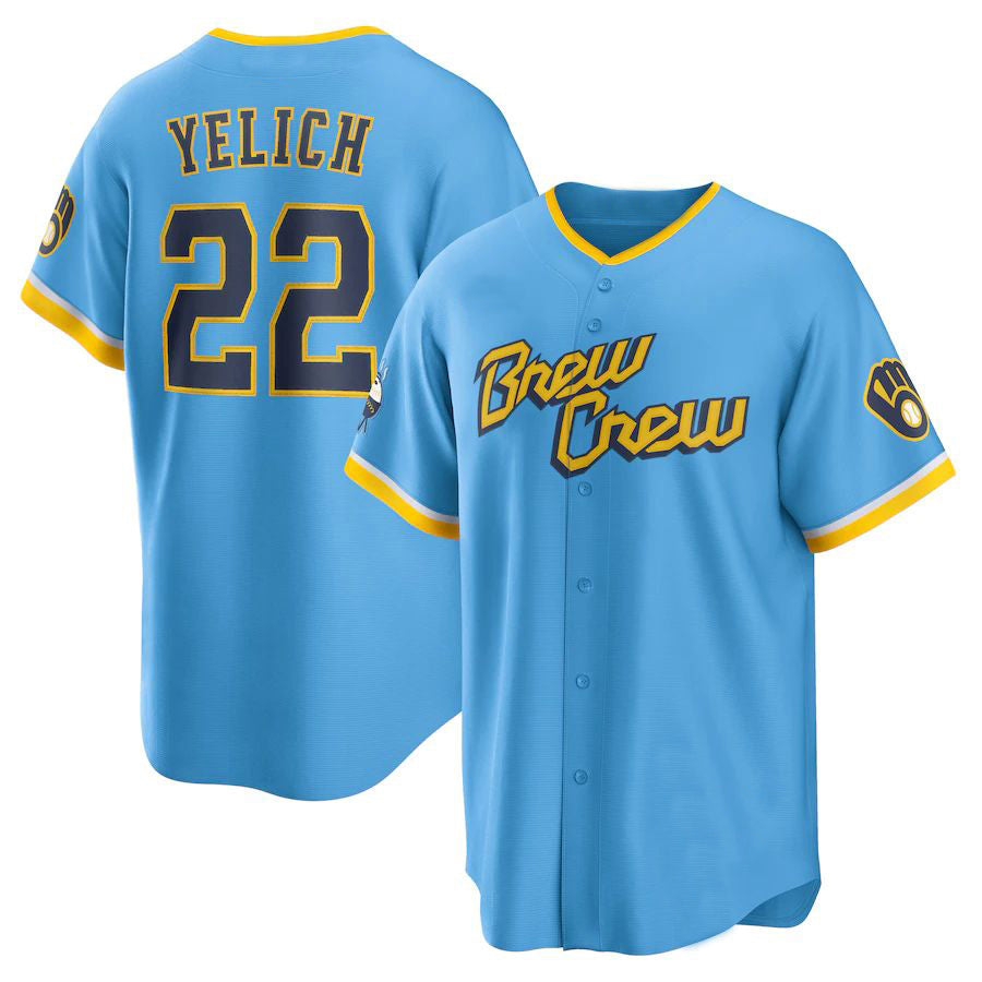Custom #22 Powder Blue City Connect MIL Baseball Shirt Top